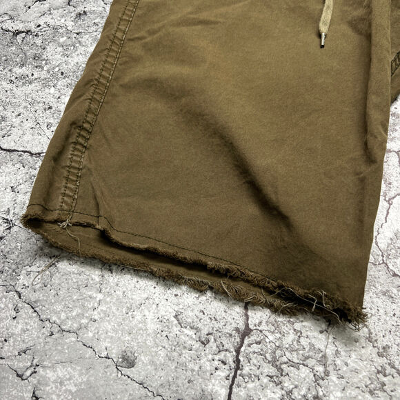 EVER Hiking Shorts 11" Raw Hem SIZE S Green Brown Drawstring Cotton Made USA - Picture 9 of 12